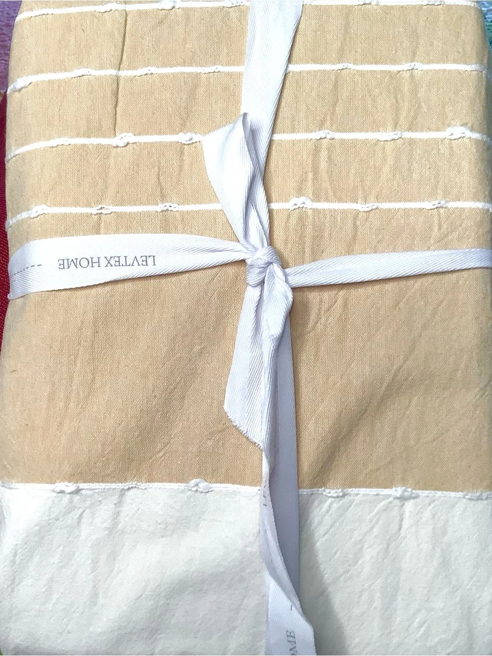 Levtex Home Santander Twin XL Striped Woven Duvet 68 X 88” 1 Sham Ochre & White